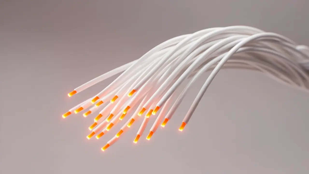 Câbles lumineux symbolisant des outils connectés par l'intelligence artificielle