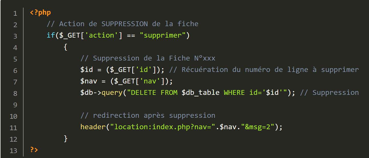 Comment supprimer des données dans une table MYSQL en PHP ?