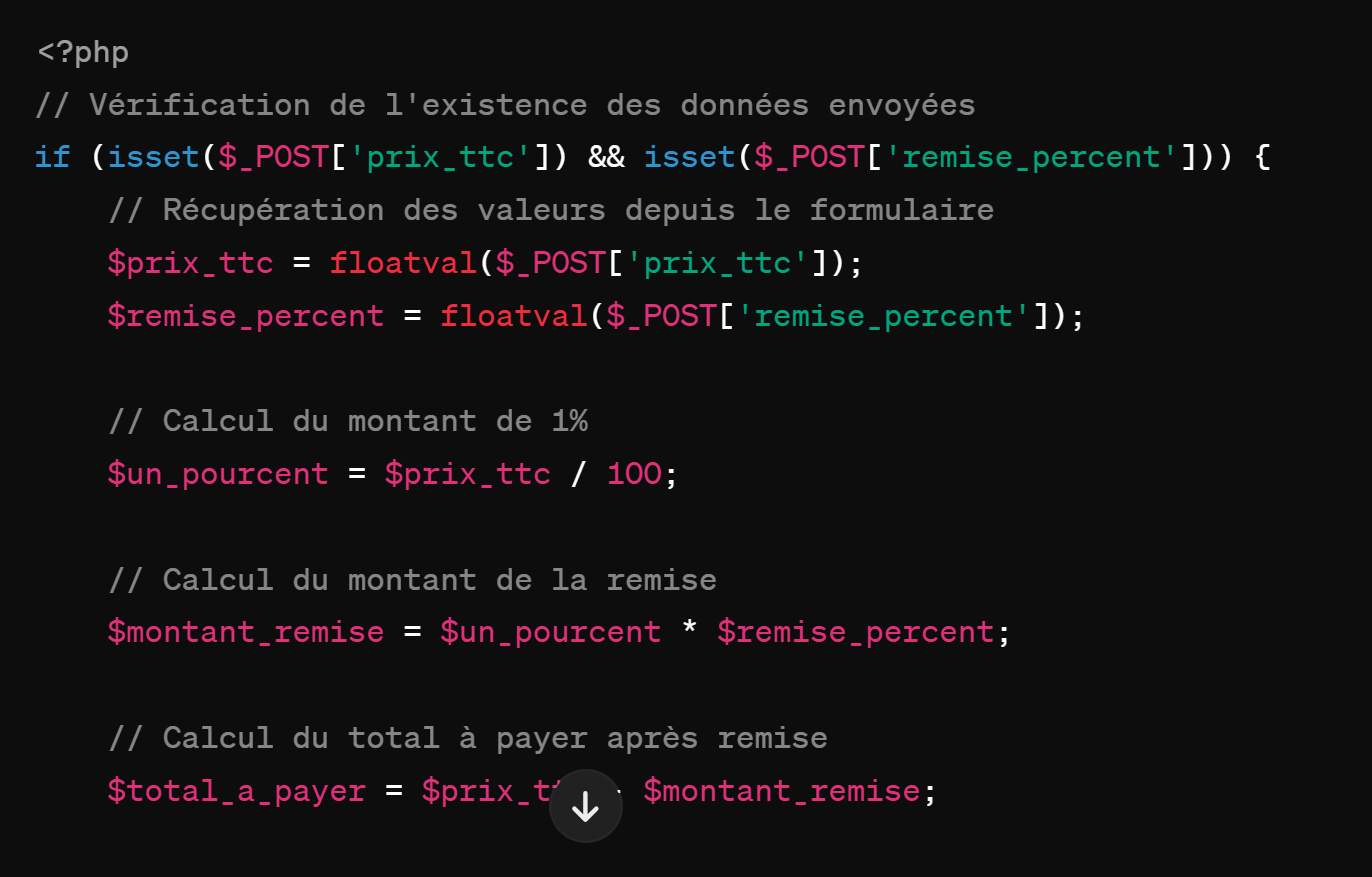 Calculer une remise sur un montant TTC en PHP